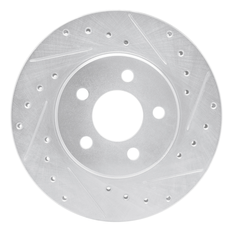 Chrysler CIRRUS Brake Rotor (1) - Front Right - R1 Concepts - Drilled & Slotted - Silver - `95-`00